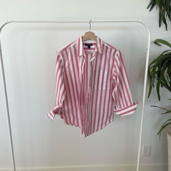 J.Crew Garçon Pink Striped Cabana Vacation Top Button Down - Picture 2 of 6